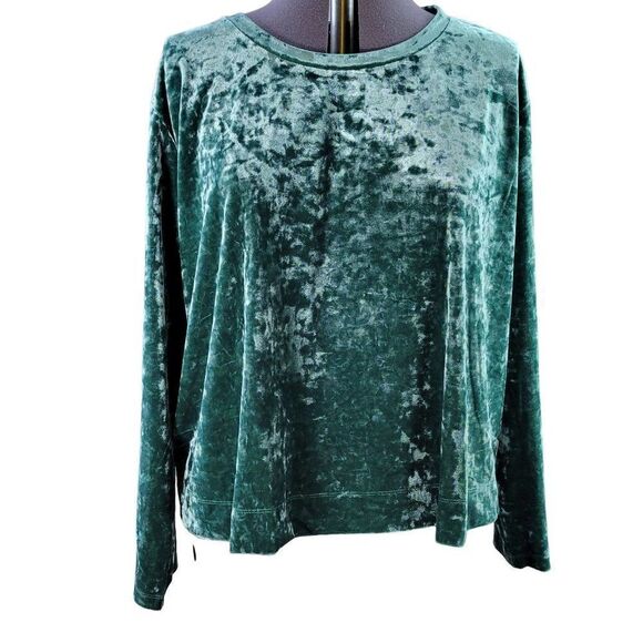 Ava & Viv Green Velvet Cropped Top Sz 1X - Picture 1 of 7
